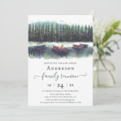 Rustikaler See mit Wiedersehen der Boote/Kanus-Fam Einladung (Stehend Vorderseite)