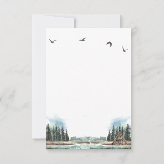 Rustikaler See & Wald Einladung Wasserfarbe (Rückseite)