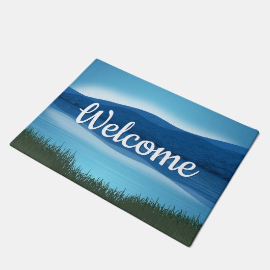 Rustikaler See "Welcome" Door Mat Fußmatte (Schrägansicht)