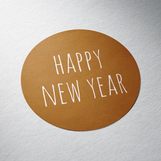 Rustikaler Senf Brown neues Jahr | Minimalistische Runder Aufkleber