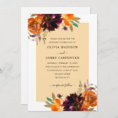 Rustikaler Senf Gelber Lila Burgunder Blütenfall Einladung (Vorne/Hinten)