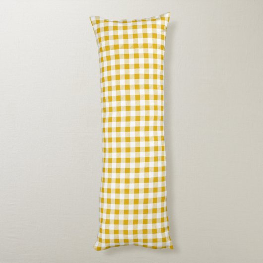 Rustikaler Senf Yellow Gingham Kariert Seitenschläferkissen (Rückseite (Vertikal))