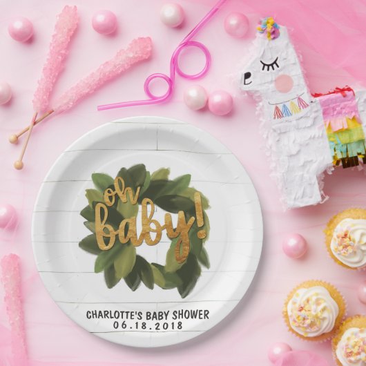 Rustikaler Shiplap Baby-Duschen-Papier-Teller Pappteller (Party)