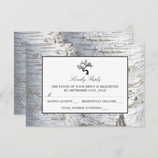 Rustikaler Silberbaum Hochzeit RSVP (Vorne/Hinten)