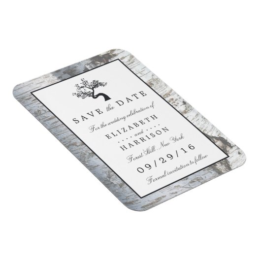 Rustikaler Silberbaum Save the Date Magnet (Rechte Seite)