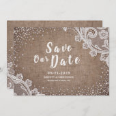Rustikaler Silberleinensilber Glitzer Save the Dat Save The Date (Vorne/Hinten)
