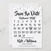 Rustikaler Silberner Liebe Herzkalender Save the D Date (Vorderseite)
