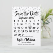 Rustikaler Silberner Liebe Herzkalender Save the D Save The Date (Stehend Vorderseite)