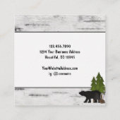 Rustikaler Silhouette Bär auf Birkenbrücke Quadratische Visitenkarte (Rückseite)