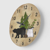 Rustikaler Silhouette Bär und Baumberg Große Wanduhr (Winkel)