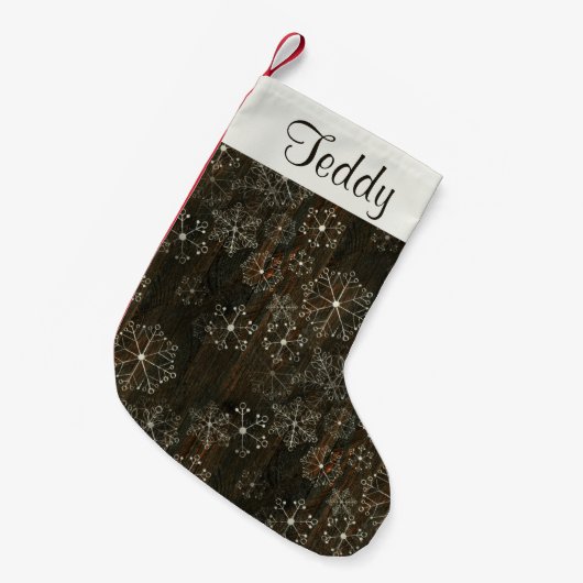 Rustikaler Snowflake Weihnachten Strumpf Kleiner Weihnachtsstrumpf (Vorderansicht (hängend))