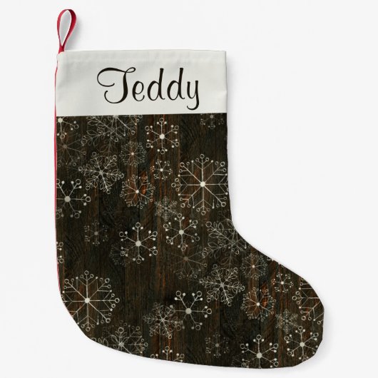 Rustikaler Snowflake Weihnachten Strumpf Kleiner Weihnachtsstrumpf (Vorderseite)