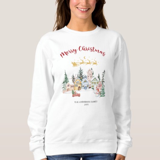 Rustikaler Snowhouse Weihnachtsfeiertag Sweatshirt (Vorderseite)