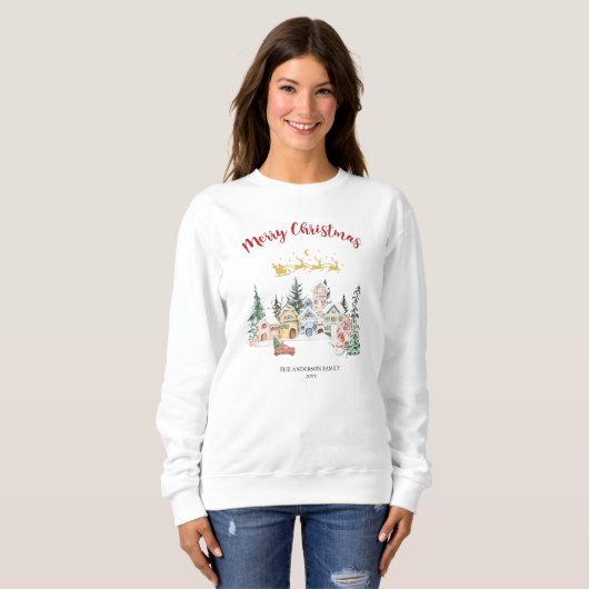 Rustikaler Snowhouse Weihnachtsfeiertag Sweatshirt (Vorne ganz)