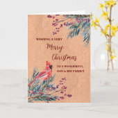 Rustikaler Sohn & Familie Frohe Weihnachten Karte (Gelbe Blume)