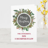 Rustikaler Sohn und Tochter im Gesetz frohe Weihna Karte (Gelbe Blume)