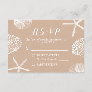 Rustikaler Sommer Beach Seashells Wedding RSVP Karte