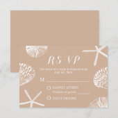 Rustikaler Sommer Beach Seashells Wedding RSVP Karte (Vorne/Hinten)