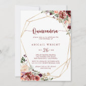 Rustikaler Sommer-Blumenkalligrafie Quinceañera Einladung (Vorderseite)