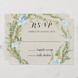 Rustikaler Sommer-Fern-West-Hochzeit Rsvp Einladung