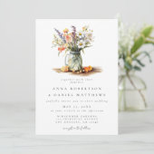 Rustikaler Sommer Floral Mason Jar Wedding Einladung (Stehend Vorderseite)