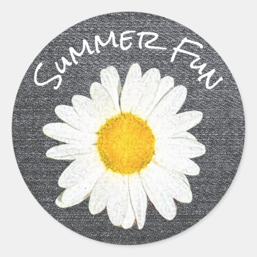 Rustikaler Sommerspass Daisy Blume Personalisiert Runder Aufkleber (Vorderseite)