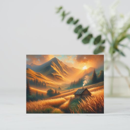 Rustikaler Sonnenaufgang Postkarte (Stehend Vorderseite)