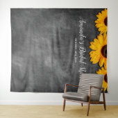 Rustikaler Sonnenblume-Brautparty-Foto-Hintergrund Wandteppich (Beispiel (Horizontal))