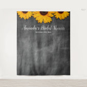 Rustikaler Sonnenblume-Brautparty-Foto-Hintergrund Wandteppich (Vorderseite)