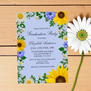 Rustikaler Sonnenblume Daisy Bloral Abschluss Einladung
