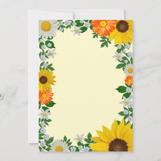 Rustikaler Sonnenblume Daisy Bloral Abschluss Einladung (Rückseite)