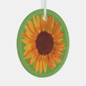 Rustikaler Sonnenblumen-Bauernhof Charm Suncatcher Ornament Aus Glas (Vorderseite Rechts)