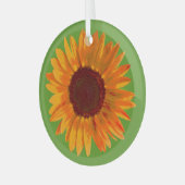 Rustikaler Sonnenblumen-Bauernhof Charm Suncatcher Ornament Aus Glas (Vorderseite links)