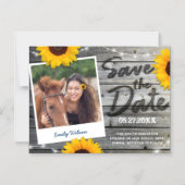 Rustikaler Sonnenblumen Foto Abschluss Save the Da Magneteinladung (Vorderseite)