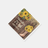 Rustikaler Sonnenblumen Glitzer Stiefel Holz 70. G Serviette (Ecke)