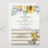 Rustikaler Sonnenblumen-Redneck Holz Stiefel & Lig Einladung (Vorne/Hinten)