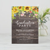 Rustikaler Sonnenblumen-String-Lights-Abschluss Einladung (Stehend Vorderseite)