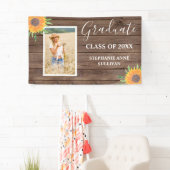 Rustikaler Sonnenblumenholz-Abschluss Banner (Insitu)