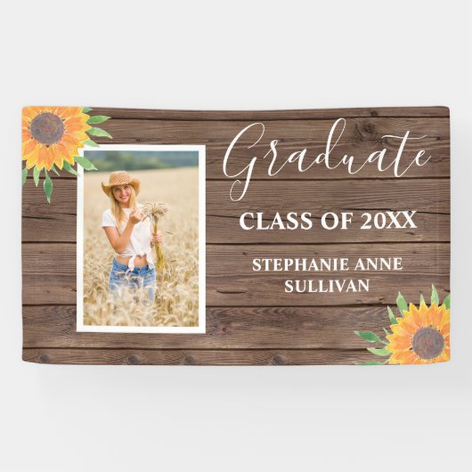 Rustikaler Sonnenblumenholz-Abschluss Banner (Horizontal)