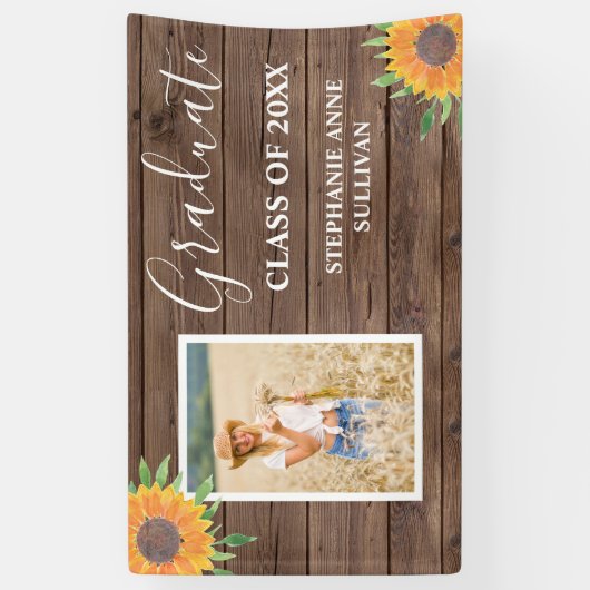 Rustikaler Sonnenblumenholz-Abschluss Banner (Vertikal)