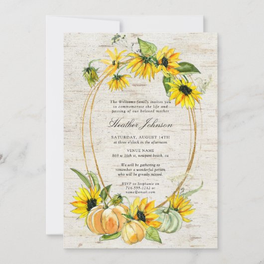 Rustikaler Sonnenblumenpumpendienst Einladung (Vorderseite)