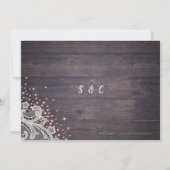 Rustikaler Spitzen und Glitzer mit Holzblüte Save  The Date (Rückseite)