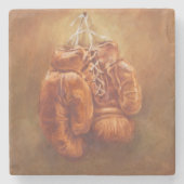 Rustikaler Sport | Boxhandschuh Steinuntersetzer (Vorderseite)