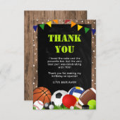 Rustikaler sportlicher Kindergeburtstag Dankeskarte (Vorne/Hinten)
