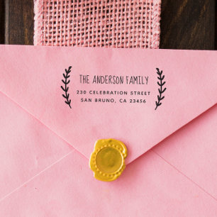 Rustikaler Sprig   Benutzerdefinierter Familiennam Gummistempel