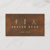 Rustikaler Stahl Baber Scissors Pole Barbershop Visitenkarte (Vorderseite)