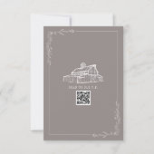 Rustikaler Stall Amethyst Gray QR Code Wedding RSV RSVP Karte (Vorderseite)
