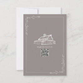 Rustikaler Stall Amethyst Gray QR Code Wedding RSV RSVP Karte