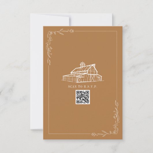 Rustikaler Stall Goldenrod QR Code Wedding RSVP (Vorderseite)