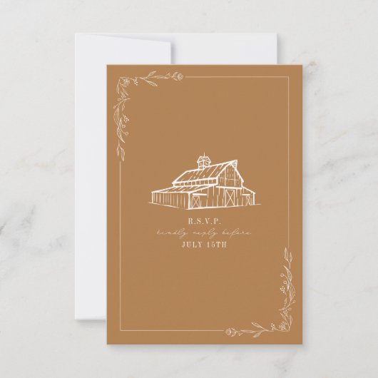 Rustikaler Stall Goldenrod Wedding RSVP (Vorderseite)